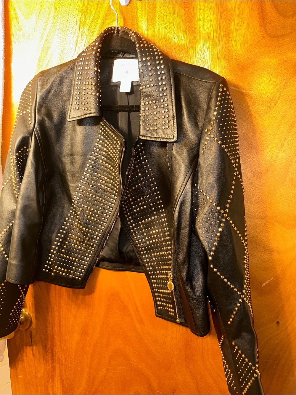 Versace Black Leather Studded Jacket